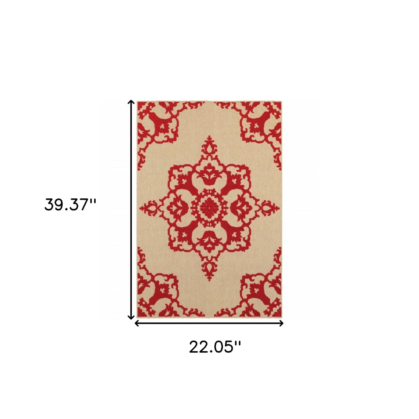 2' X 3' Red Oriental Stain Resistant Indoor Outdoor Area Rug - Homeroots - Flyclothing LLC