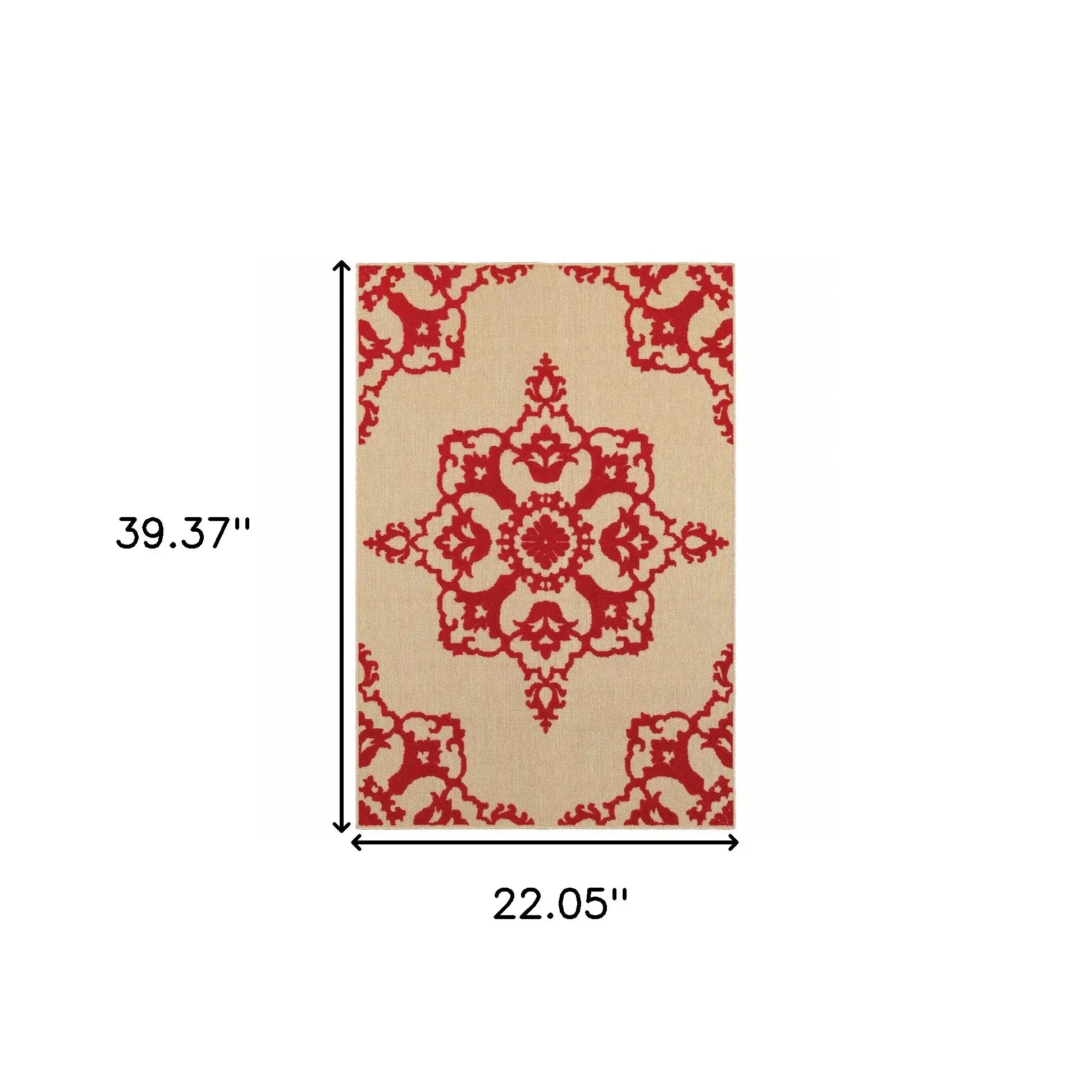 2' X 3' Red Oriental Stain Resistant Indoor Outdoor Area Rug - Homeroots - Flyclothing LLC