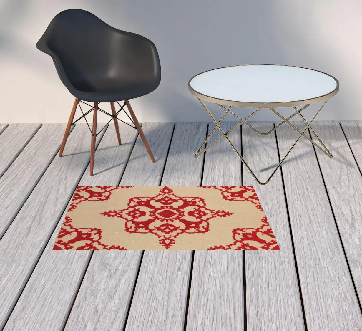 2' X 3' Red Oriental Stain Resistant Indoor Outdoor Area Rug - Homeroots - Flyclothing LLC
