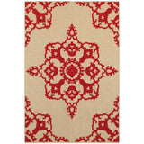7' X 10' Red Oriental Stain Resistant Indoor Outdoor Area Rug - Homeroots - Flyclothing LLC