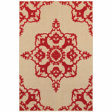 10' X 13' Red Oriental Stain Resistant Indoor Outdoor Area Rug