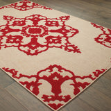 10' X 13' Red Oriental Stain Resistant Indoor Outdoor Area Rug - Homeroots