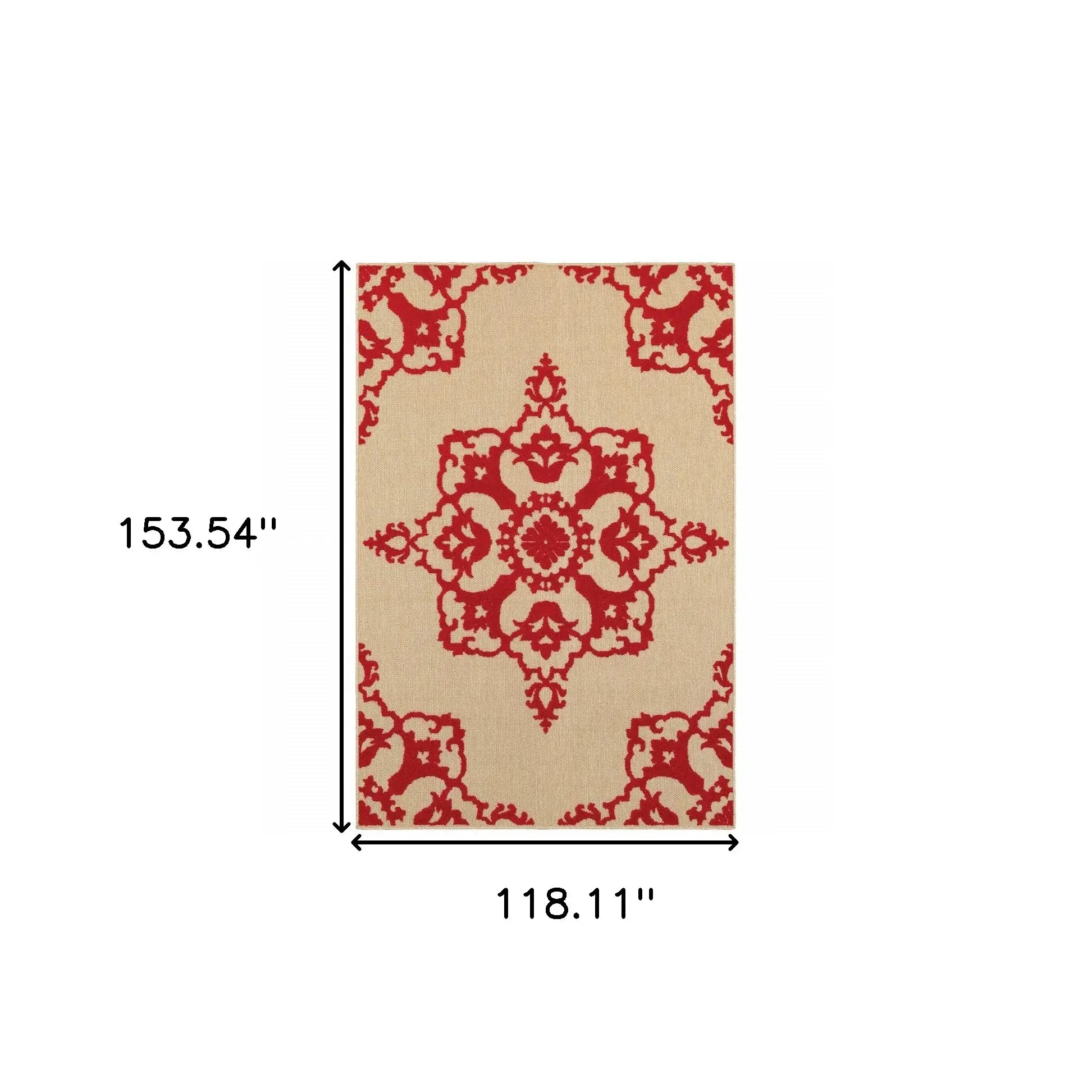 10' X 13' Red Oriental Stain Resistant Indoor Outdoor Area Rug - Homeroots - Flyclothing LLC