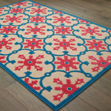 4' X 5' Blue and Beige Oriental Stain Resistant Indoor Outdoor Area Rug - Homeroots - Flyclothing LLC