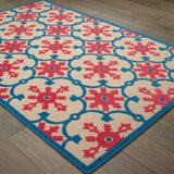 7' X 10' Blue and Beige Oriental Stain Resistant Indoor Outdoor Area Rug - Homeroots - Flyclothing LLC