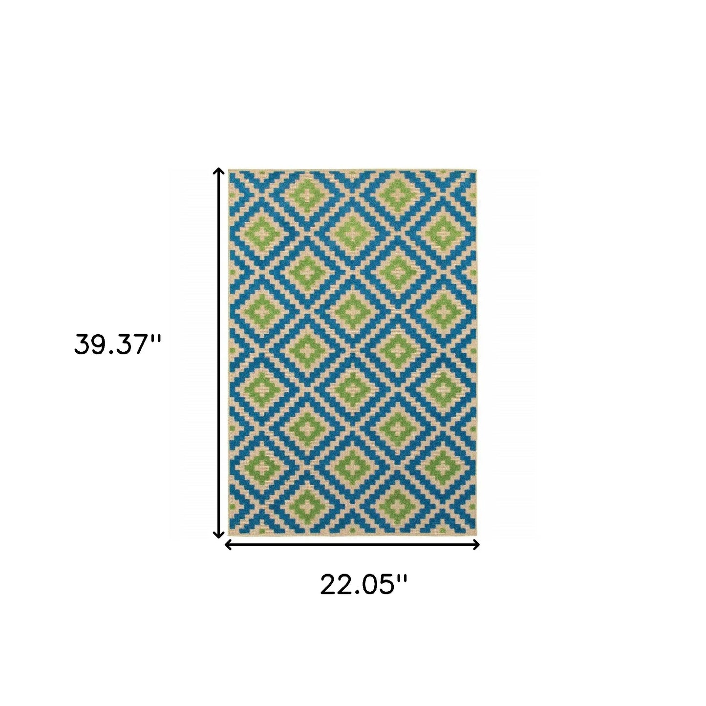 2' X 3' Blue and Beige Geometric Stain Resistant Indoor Outdoor Area Rug - Homeroots - Flyclothing LLC