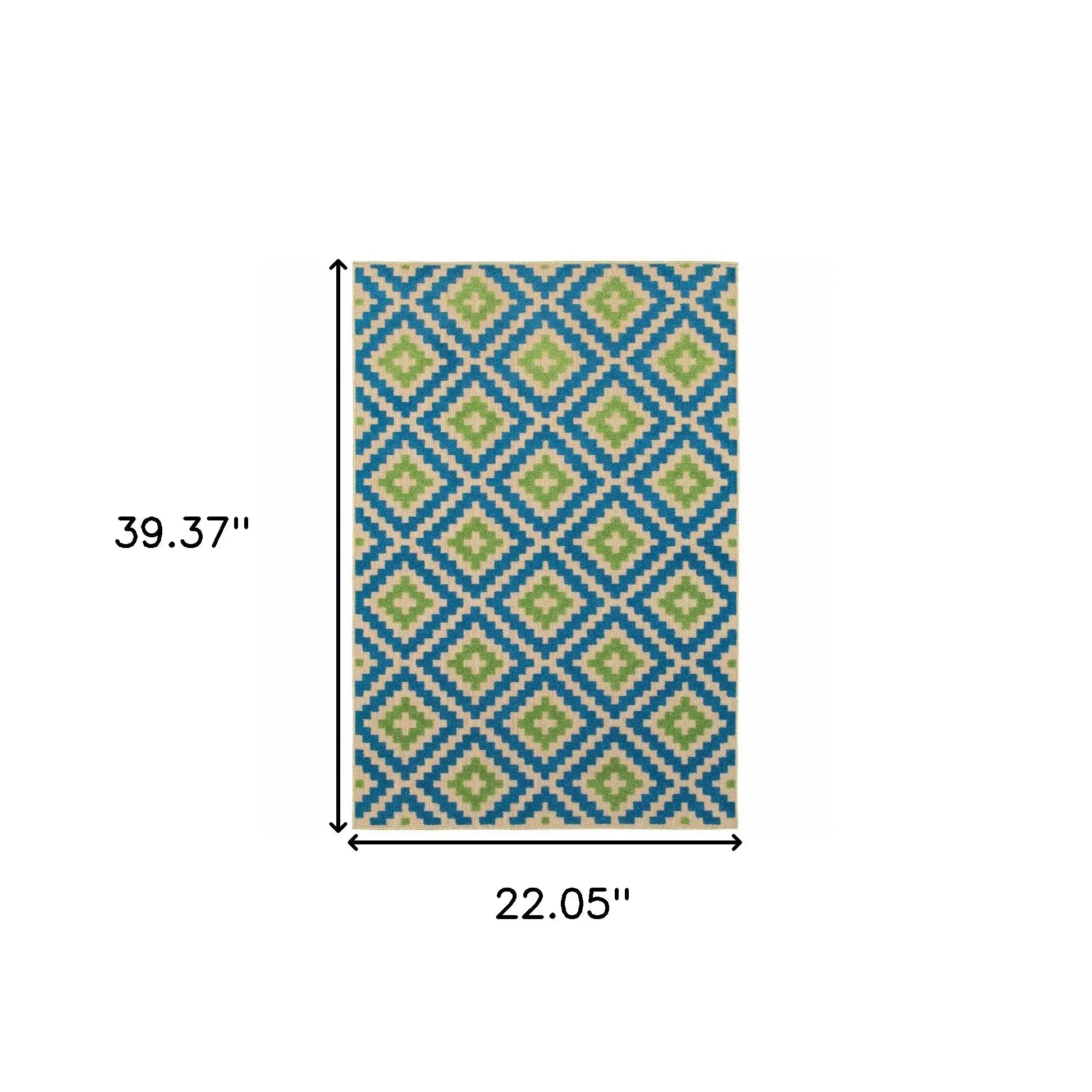 2' X 3' Blue and Beige Geometric Stain Resistant Indoor Outdoor Area Rug - Homeroots - Flyclothing LLC