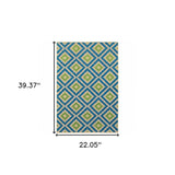 2' X 3' Blue and Beige Geometric Stain Resistant Indoor Outdoor Area Rug - Homeroots - Flyclothing LLC