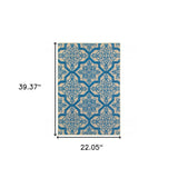 2' X 3' Blue and Beige Oriental Stain Resistant Indoor Outdoor Area Rug - Homeroots - Flyclothing LLC