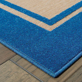 2' X 3' Blue and Beige Stain Resistant Indoor Outdoor Area Rug - Homeroots