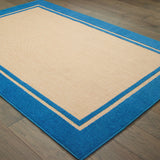 2' X 3' Blue and Beige Stain Resistant Indoor Outdoor Area Rug - Homeroots