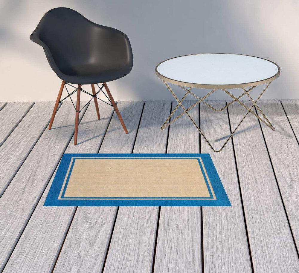 2' X 3' Blue and Beige Stain Resistant Indoor Outdoor Area Rug - Homeroots - Flyclothing LLC