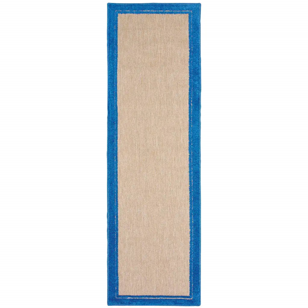 2' X 8' Blue and Beige Stain Resistant Indoor Outdoor Area Rug - Homeroots - Flyclothing LLC