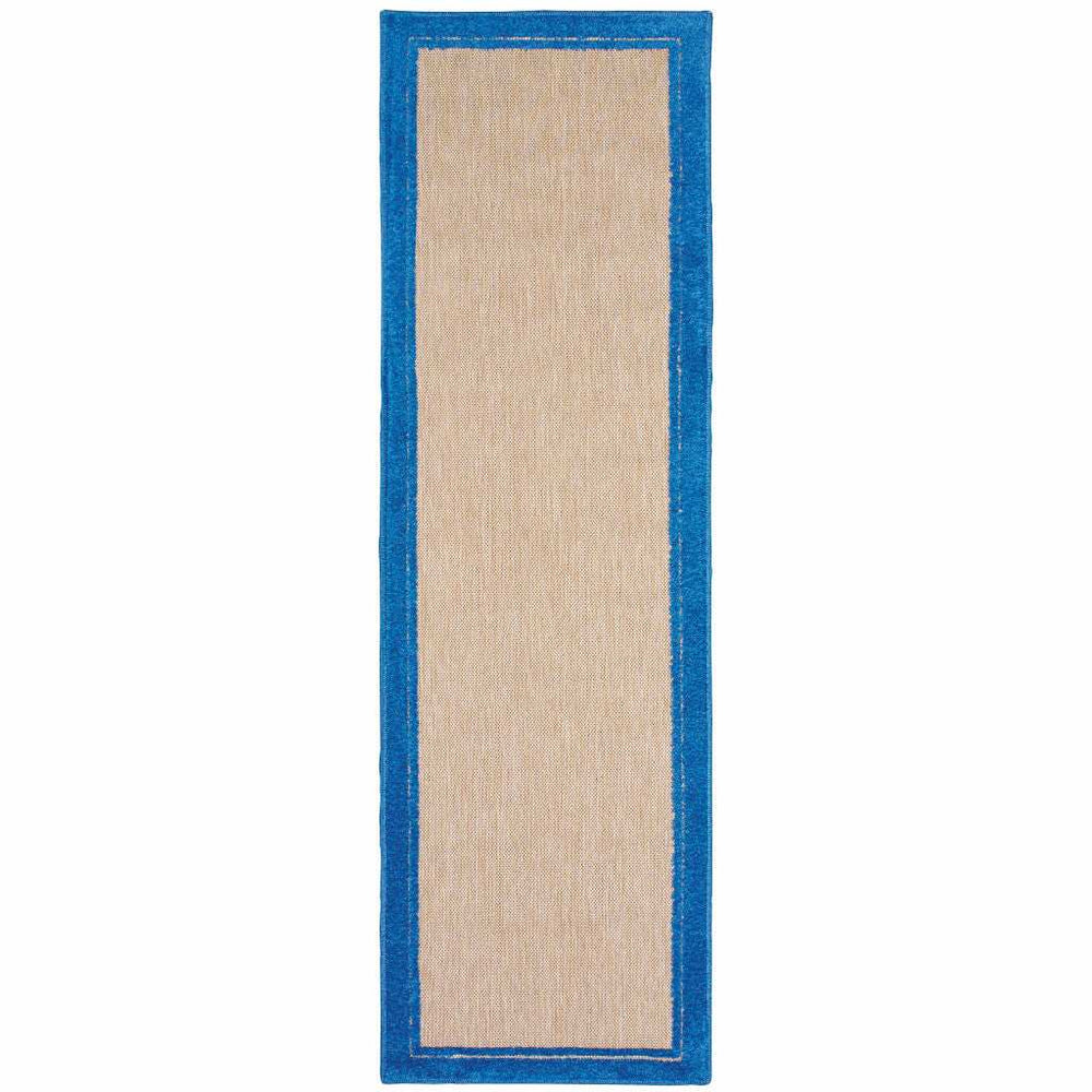 2' X 8' Blue and Beige Stain Resistant Indoor Outdoor Area Rug - Homeroots - Flyclothing LLC