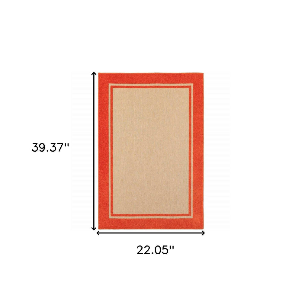 2' X 3' Orange Stain Resistant Indoor Outdoor Area Rug - Homeroots - Flyclothing LLC