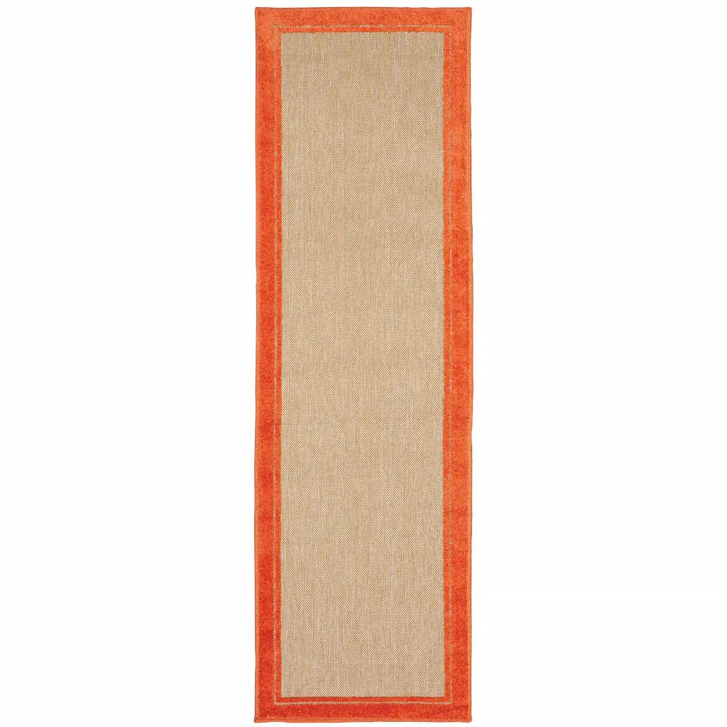 2' X 8' Orange Stain Resistant Indoor Outdoor Area Rug - Homeroots - Flyclothing LLC