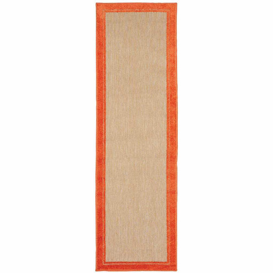 2' X 8' Orange Stain Resistant Indoor Outdoor Area Rug - Homeroots - Flyclothing LLC