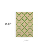 2' X 3' Green Geometric Stain Resistant Indoor Outdoor Area Rug - Homeroots - Flyclothing LLC