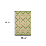 2' X 3' Green Geometric Stain Resistant Indoor Outdoor Area Rug - Homeroots - Flyclothing LLC