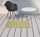 2' X 3' Green Geometric Stain Resistant Indoor Outdoor Area Rug - Homeroots