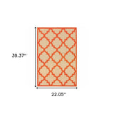 2' X 3' Orange Geometric Stain Resistant Indoor Outdoor Area Rug - Homeroots - Flyclothing LLC