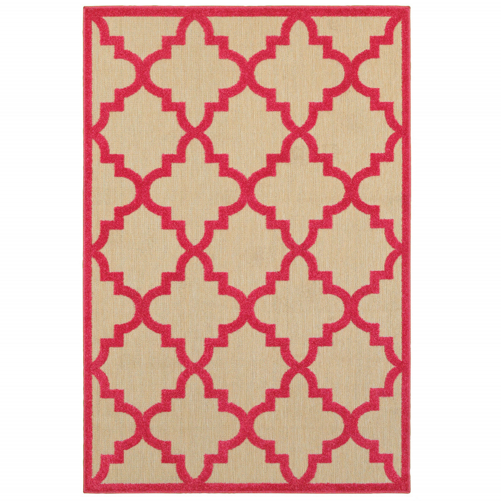 2' X 3' Pink Geometric Stain Resistant Indoor Outdoor Area Rug