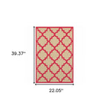 2' X 3' Pink Geometric Stain Resistant Indoor Outdoor Area Rug - Homeroots - Flyclothing LLC
