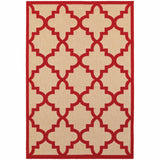 2' X 3' Red Geometric Stain Resistant Indoor Outdoor Area Rug