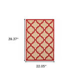2' X 3' Red Geometric Stain Resistant Indoor Outdoor Area Rug - Homeroots - Flyclothing LLC