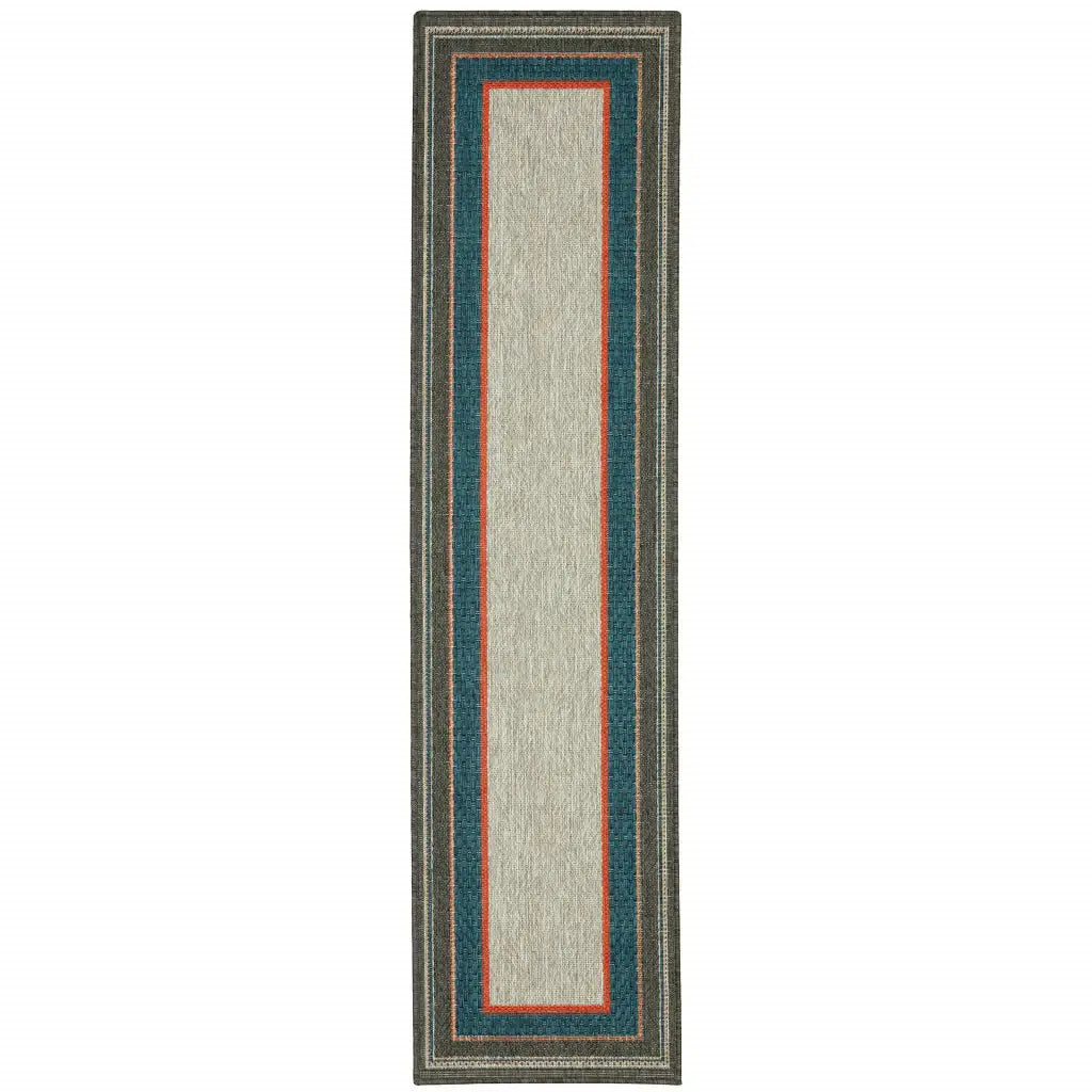 2' X 8' Blue and Gray Stain Resistant Indoor Outdoor Area Rug - Homeroots - Flyclothing LLC