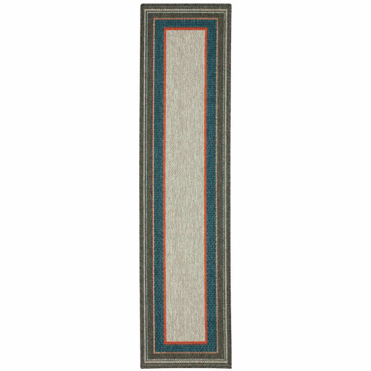 2' X 8' Blue and Gray Stain Resistant Indoor Outdoor Area Rug - Homeroots - Flyclothing LLC