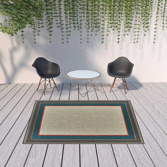 7' X 9' Blue and Gray Stain Resistant Indoor Outdoor Area Rug - Homeroots - Flyclothing LLC