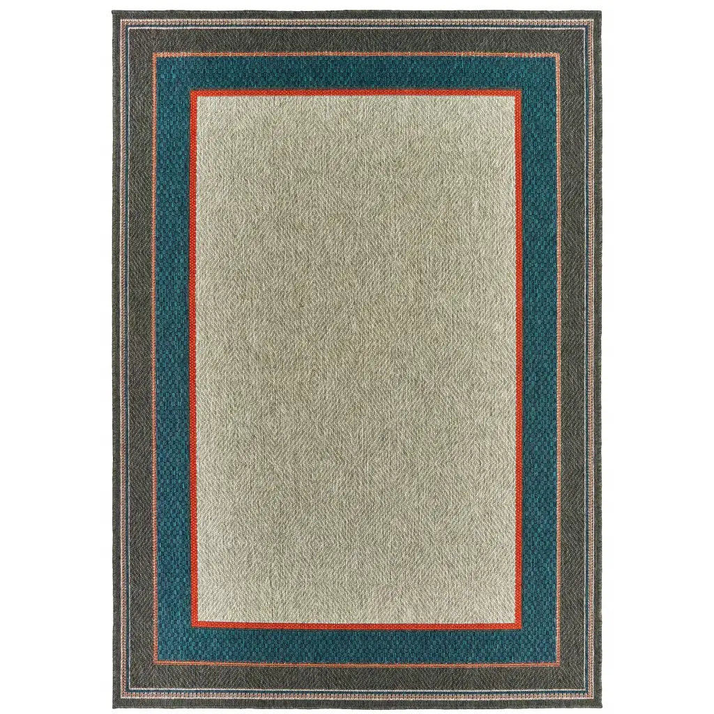 10' X 13' Blue and Gray Stain Resistant Indoor Outdoor Area Rug - Homeroots - Flyclothing LLC
