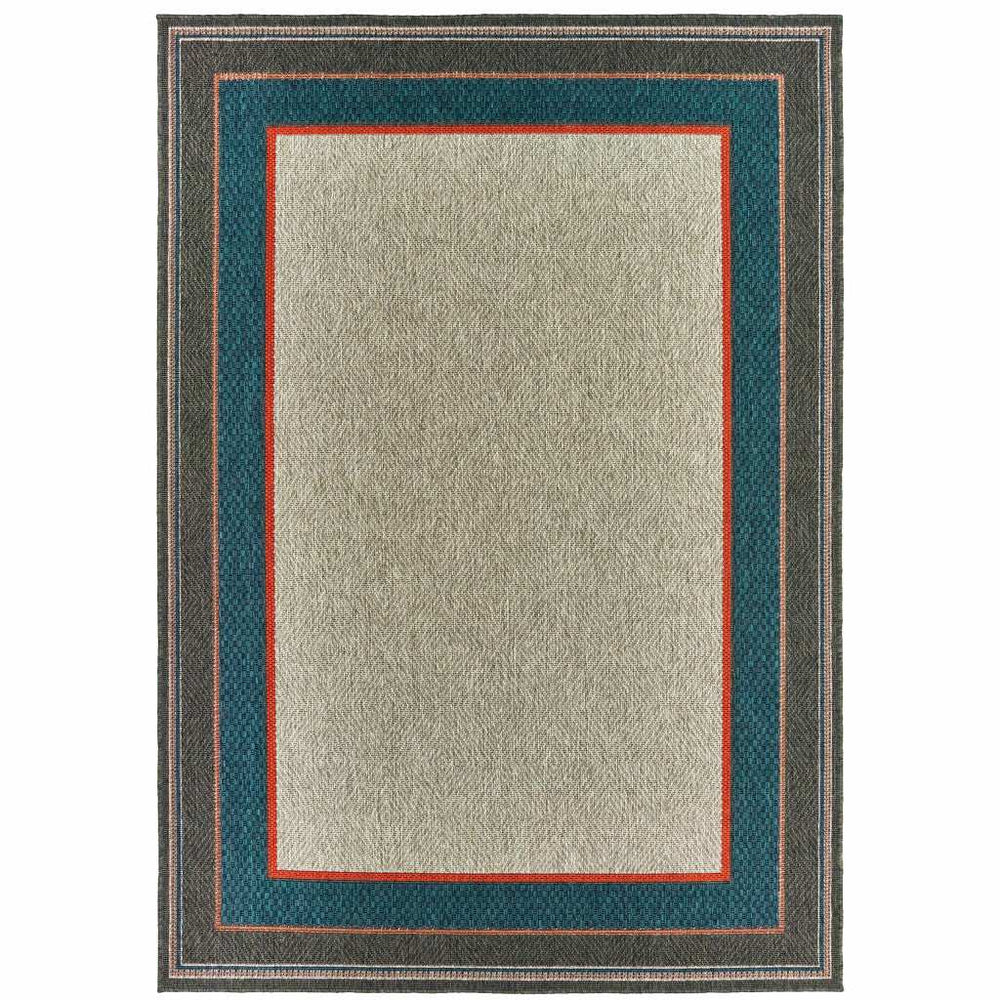 10' X 13' Blue and Gray Stain Resistant Indoor Outdoor Area Rug - Homeroots - Flyclothing LLC