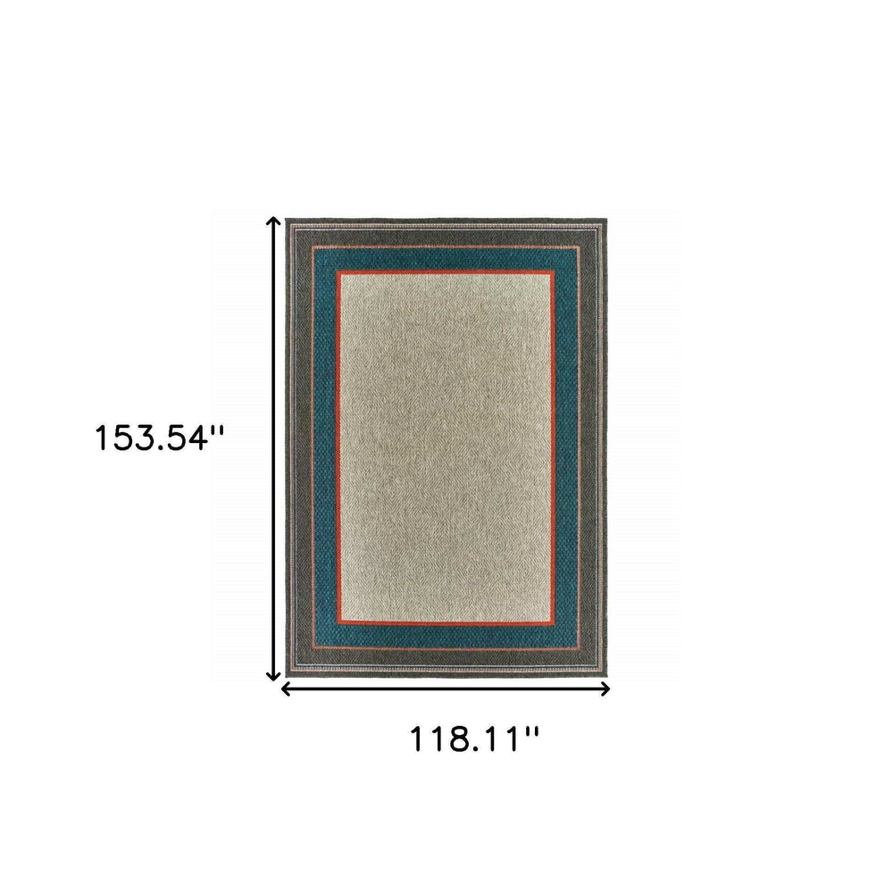 10' X 13' Blue and Gray Stain Resistant Indoor Outdoor Area Rug - Homeroots - Flyclothing LLC