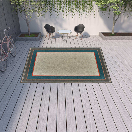 10' X 13' Blue and Gray Stain Resistant Indoor Outdoor Area Rug - Homeroots - Flyclothing LLC