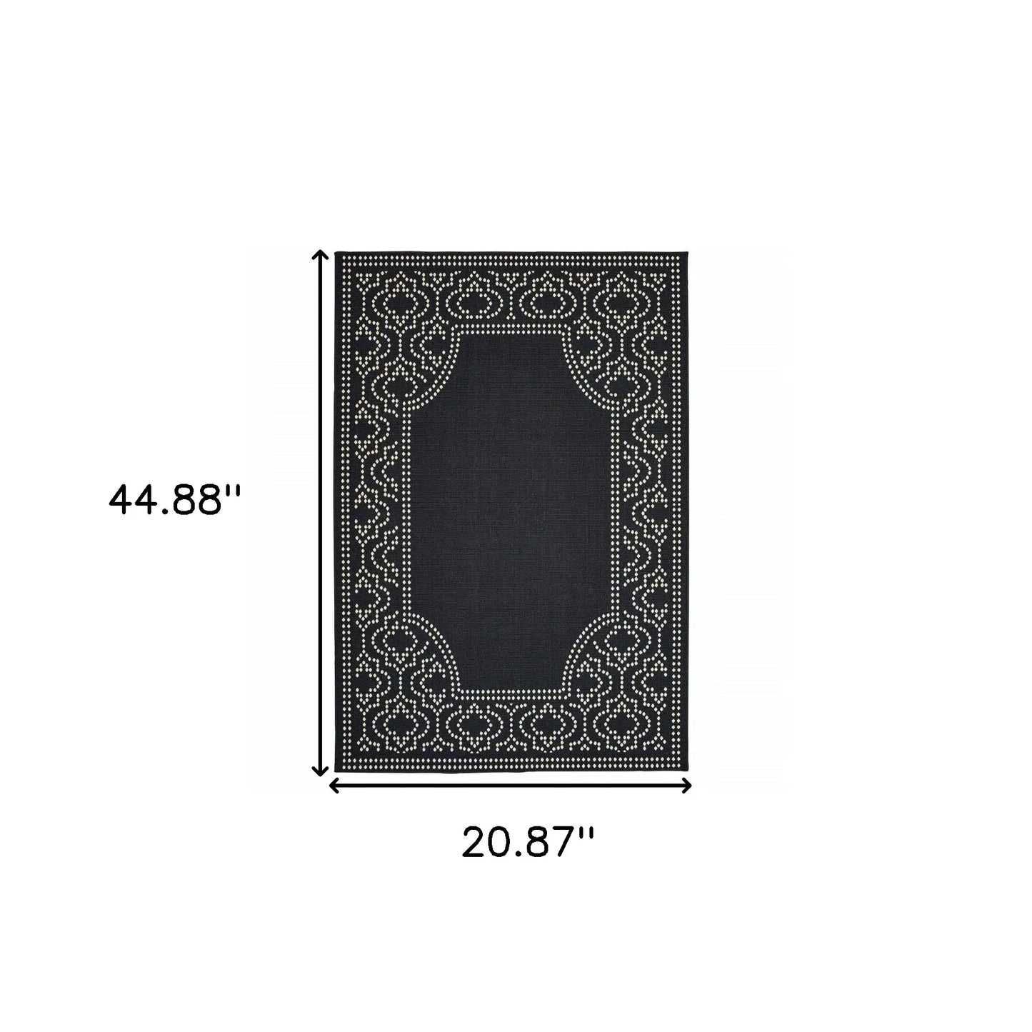 2' X 4' Black and Ivory Stain Resistant Indoor Outdoor Area Rug - Homeroots - Flyclothing LLC
