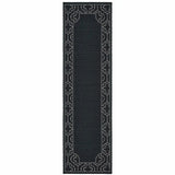 2' X 8' Black and Ivory Stain Resistant Indoor Outdoor Area Rug - Homeroots - Flyclothing LLC