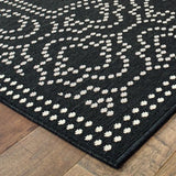 2' X 8' Black and Ivory Stain Resistant Indoor Outdoor Area Rug - Homeroots - Flyclothing LLC