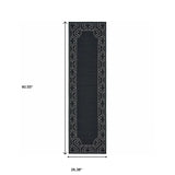 2' X 8' Black and Ivory Stain Resistant Indoor Outdoor Area Rug - Homeroots - Flyclothing LLC