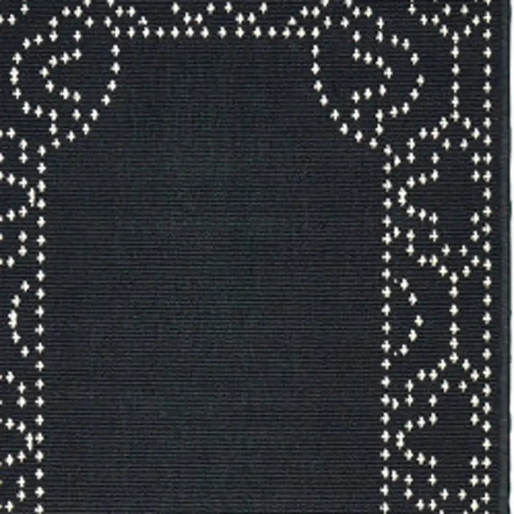 2' X 8' Black and Ivory Stain Resistant Indoor Outdoor Area Rug - Homeroots - Flyclothing LLC