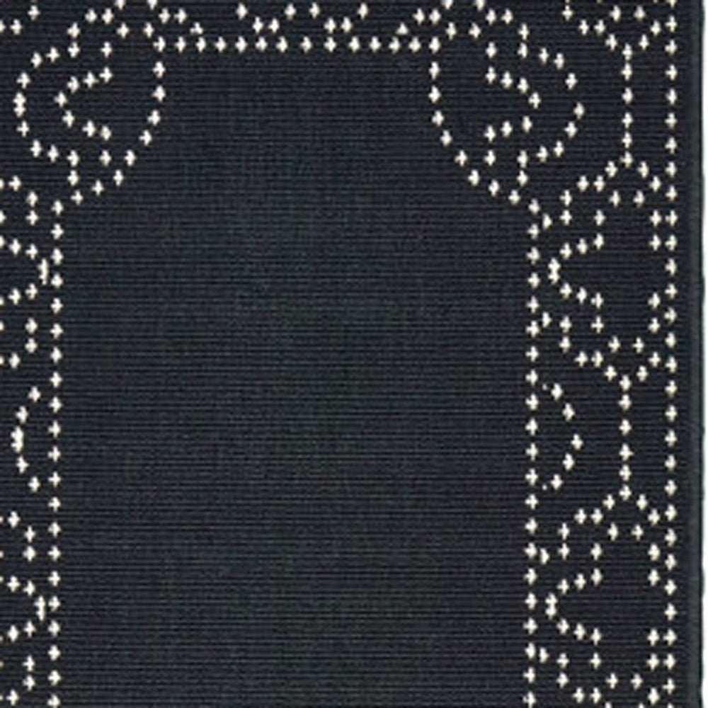 2' X 8' Black and Ivory Stain Resistant Indoor Outdoor Area Rug - Homeroots - Flyclothing LLC