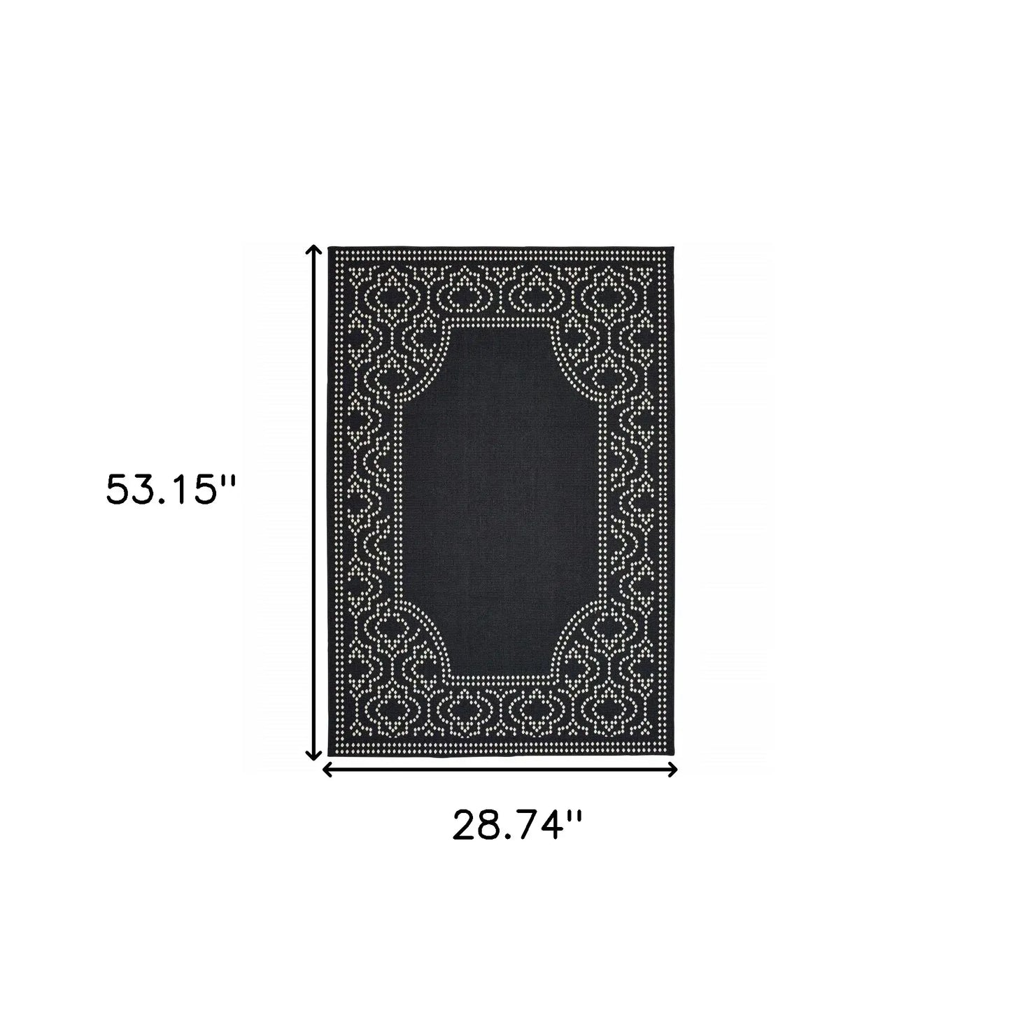 2' X 4' Black and Ivory Stain Resistant Indoor Outdoor Area Rug - Homeroots - Flyclothing LLC