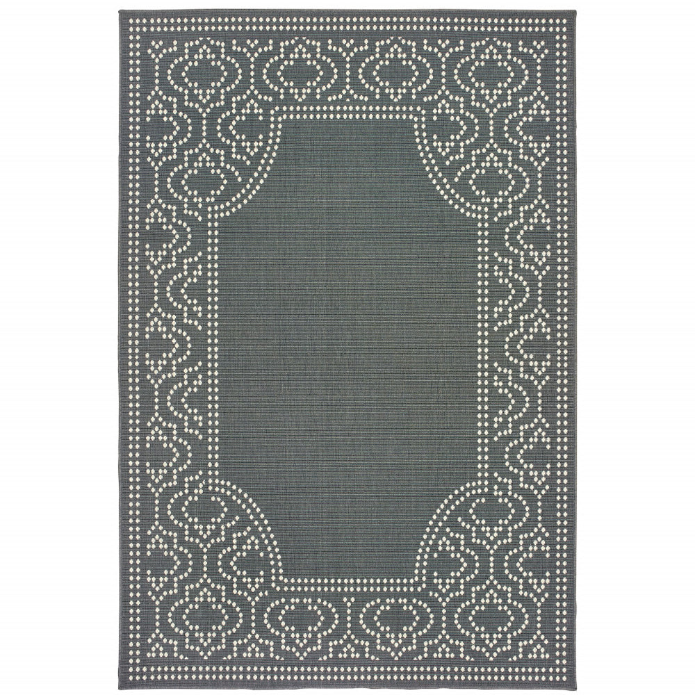 2' X 4' Gray and Ivory Stain Resistant Indoor Outdoor Area Rug - Homeroots