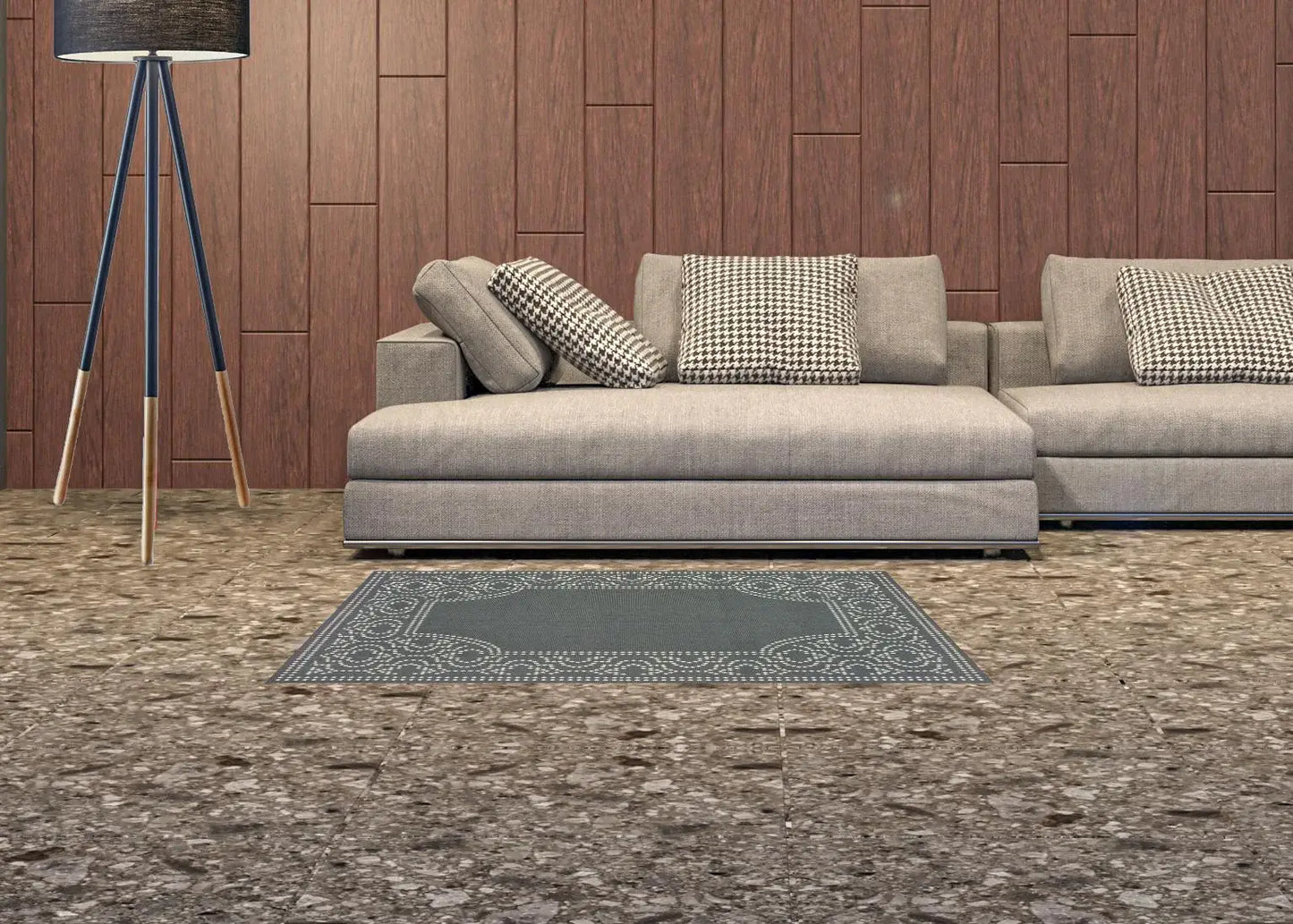 2' X 4' Gray and Ivory Stain Resistant Indoor Outdoor Area Rug - Homeroots - Flyclothing LLC