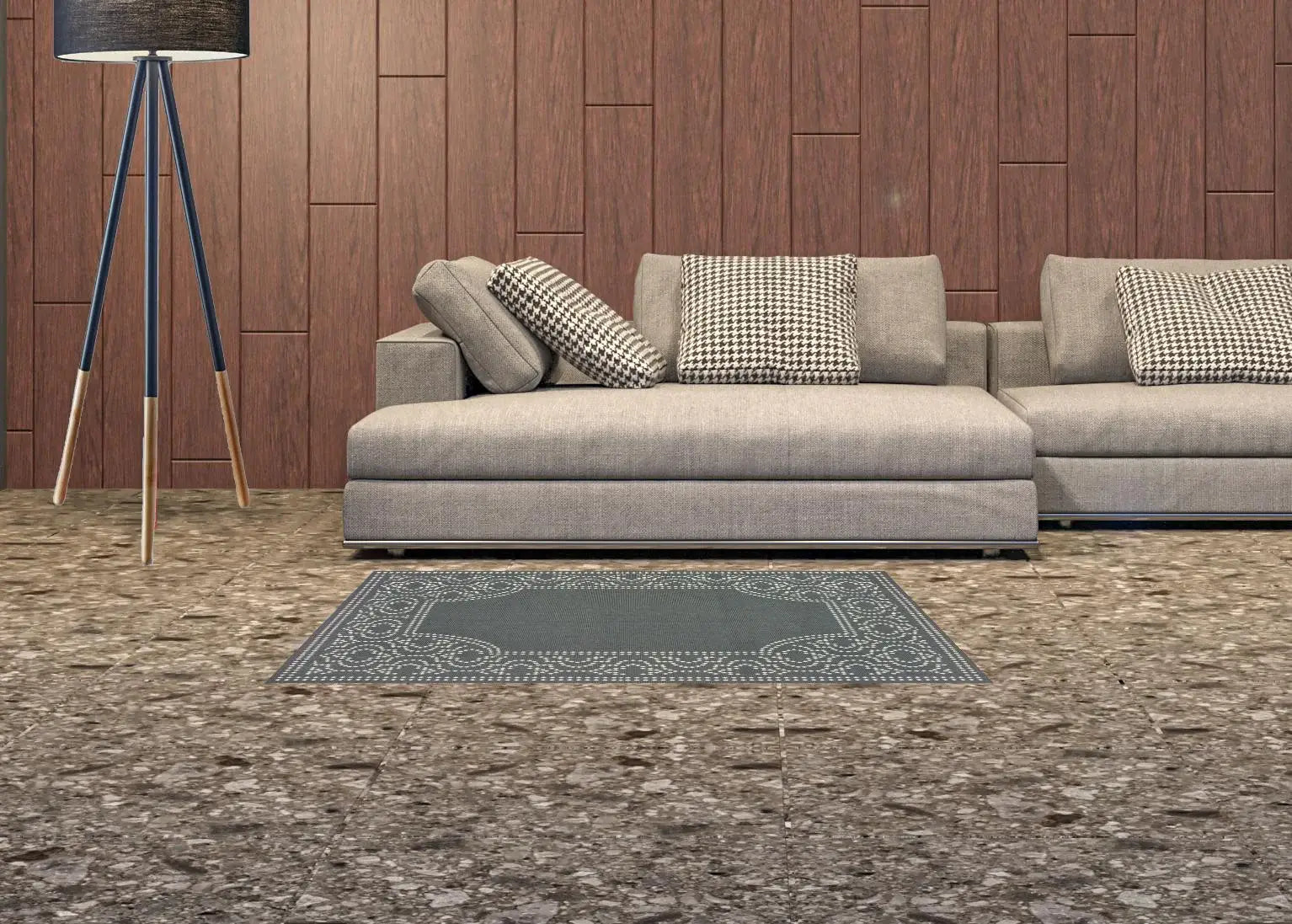 2' X 4' Gray and Ivory Stain Resistant Indoor Outdoor Area Rug - Homeroots - Flyclothing LLC