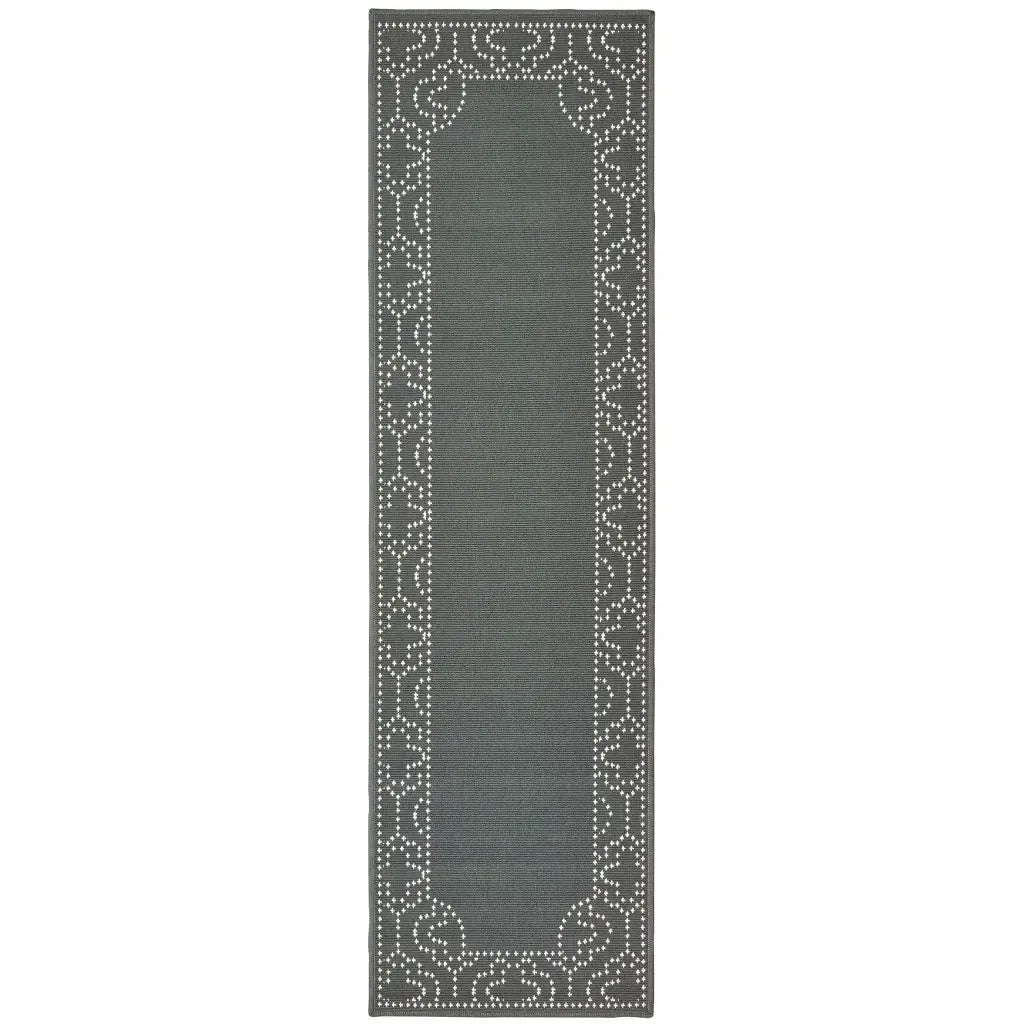 2' X 8' Gray and Ivory Stain Resistant Indoor Outdoor Area Rug - Homeroots - Flyclothing LLC
