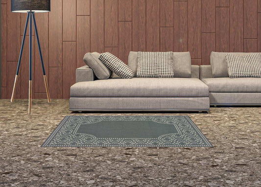 2' X 4' Gray and Ivory Stain Resistant Indoor Outdoor Area Rug - Homeroots - Flyclothing LLC