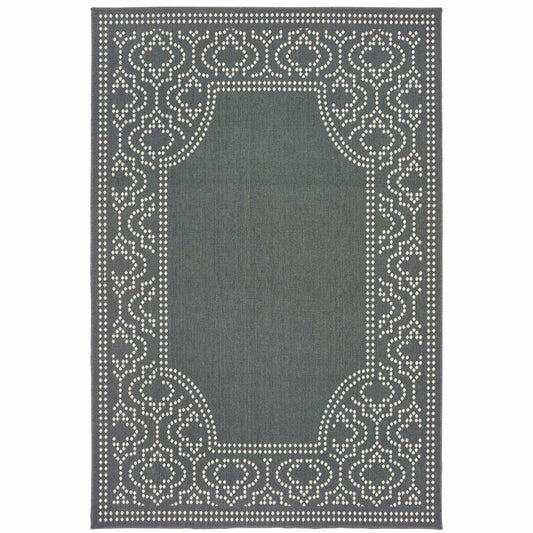 5' X 8' Gray and Ivory Stain Resistant Indoor Outdoor Area Rug - Homeroots - Flyclothing LLC
