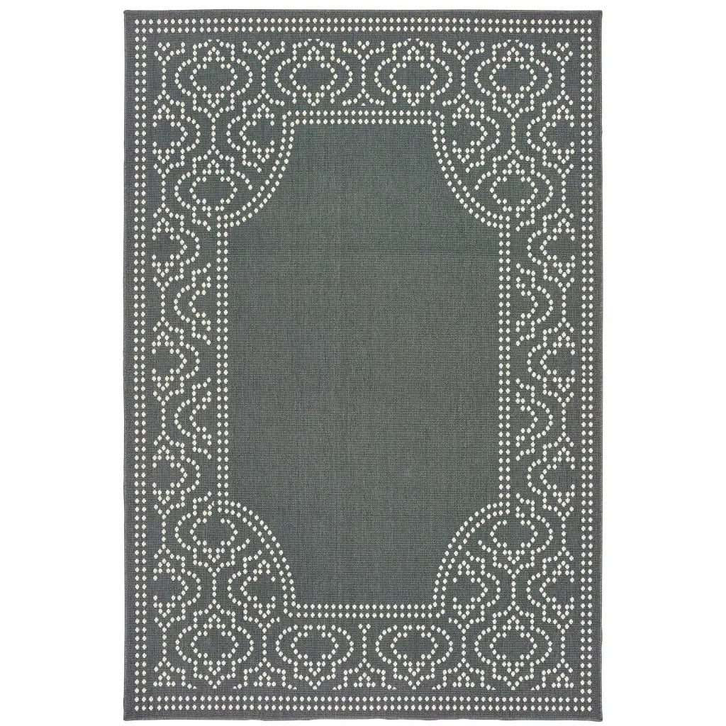 8' X 11' Gray and Ivory Stain Resistant Indoor Outdoor Area Rug - Homeroots - Flyclothing LLC